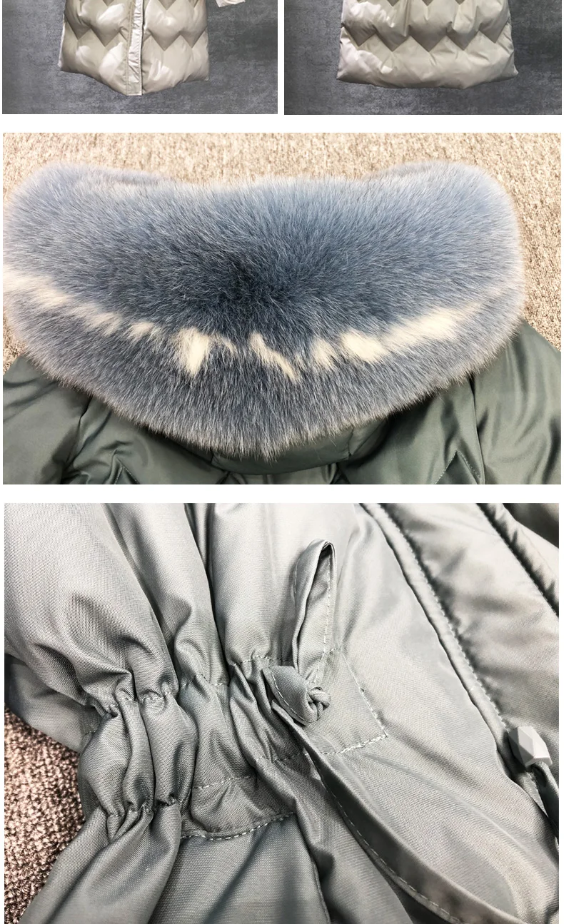 2019 большой меховой воротник зимний женский пуховик белый утиный пух зимняя куртка Женская водонепроницаемая верхняя одежда женская