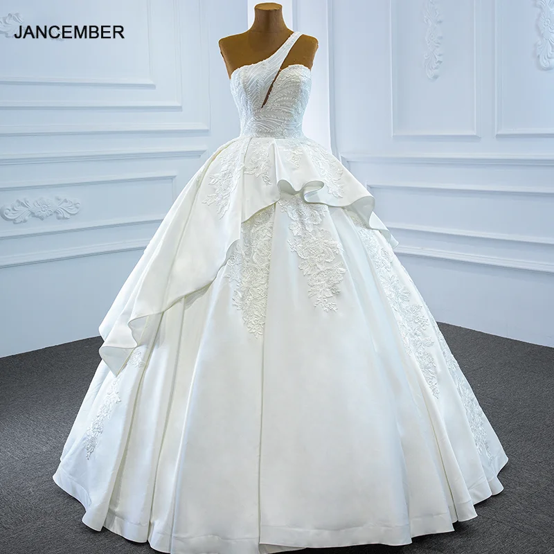 J67207 Jancember Wedding Party Dress 2020 White Tank With Sleeveless Applique Arabic Ball Gown Sweetheart 1