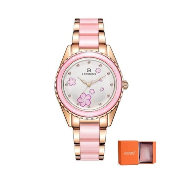 

LONGBO 2020 fashion watch ladies luxury ceramic and alloy bracelet waterproof watch Relogio Feminino Montre Relogio Clock 80735M