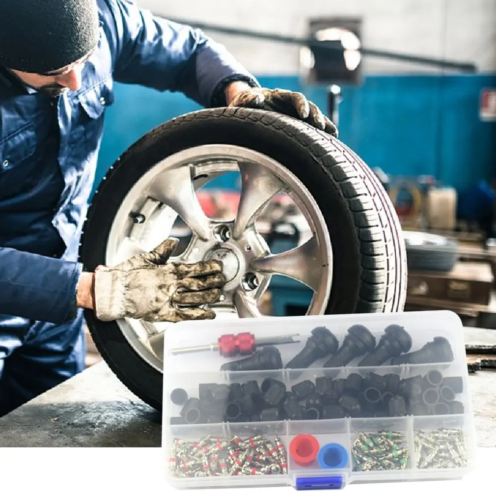 148 шт. комплект клапанов для шин Универсальная крышка сердечника клапана двойное очищающее средство от черных точек резиновый шток клапана шины
