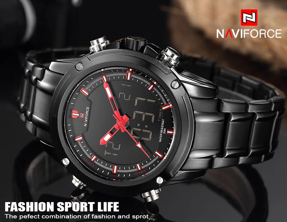 Relogio masculino Топ люксовый бренд NAVIFORCE мужские часы военный водонепроницаемый светодиодный спортивные мужские часы Цифровые мужские наручные часы 9050