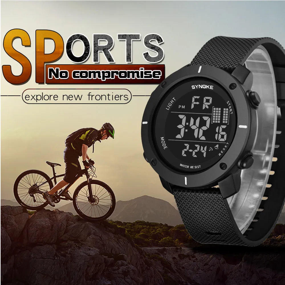 SYNOKE многофункциональные 50 м водонепроницаемые военные спортивные часы светодиодный цифровые часы двойного действия светящиеся часы relogio masculino Q