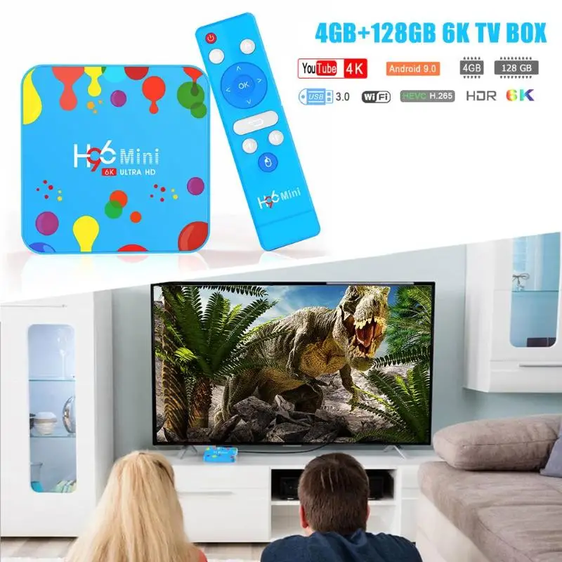 H96 Mini H6 Android9.0 ТВ приставка 4G + 128G Cortex A53 6K 2 4G/5G WiFi медиаплеер Поддержка формата фото
