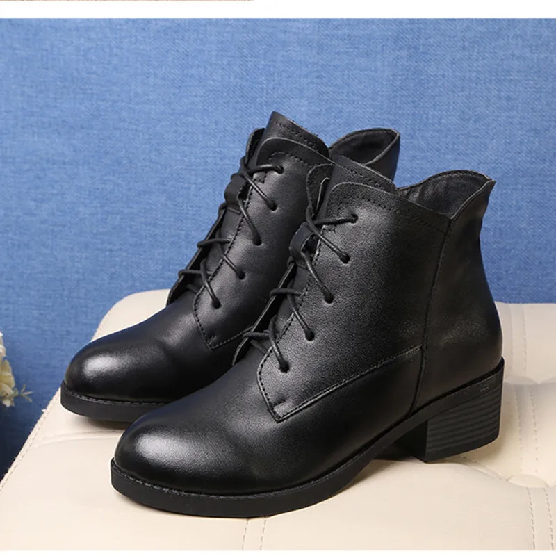 SWONCO Winter Warm Black Shoes Women Ankle Boots Velevt Fur 2019 Female Snow Boots Block Heel Shoes Ladies Fur Boot Winte r40