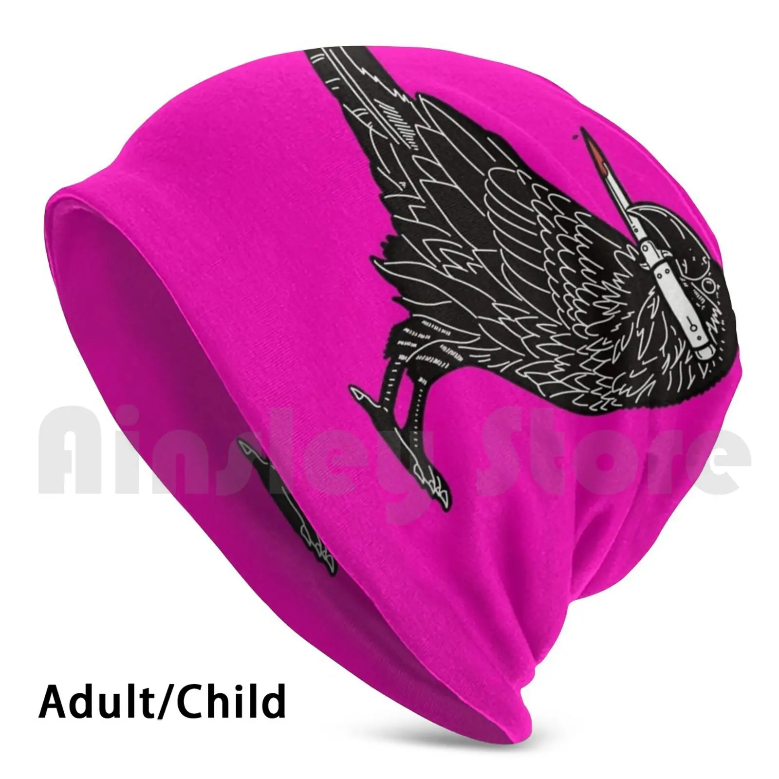 Macawbre Crow (Senza Testo) | Nero Bianco E Rosso Cappello Cappello Macabre Crow Raven Coltello