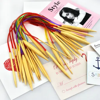 

18pcs/lot 40cm Bamboo Knitting Needles Set Tube Circular Carbonized Multi-color Knitting Needles DIY Sewing Tools Accessories