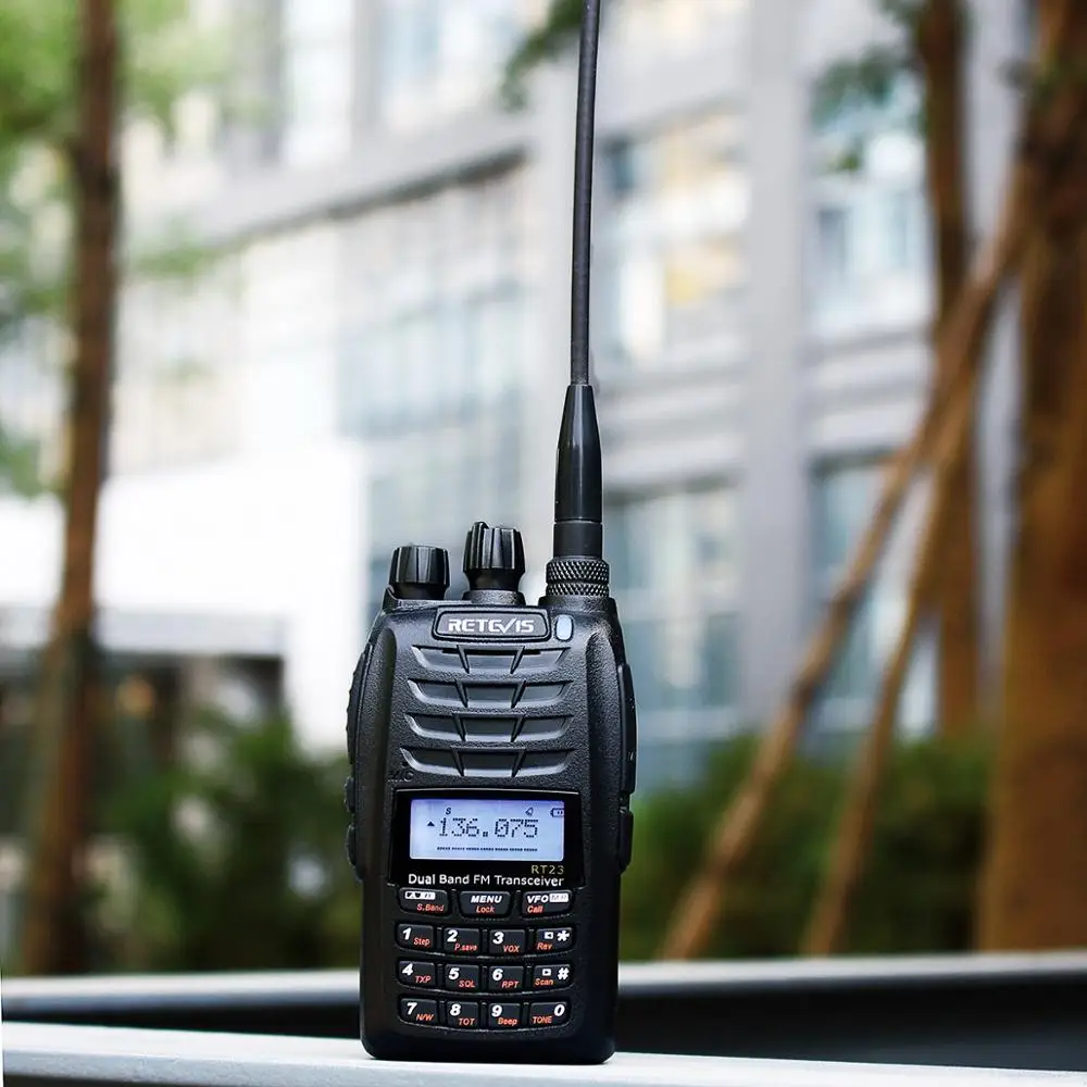 Retevis RT23 Dual Receive Walkie Talkie Dual PTT 5W 128CH VHF UHF Dual Band 1750Hz DTMF Scan FM Radio Cross-Band Repeater Func