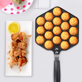 

Durable Takoyaki Pan Cooking Tool BBQ Accessory Non Stick Anti Scalding Kitchen Tools Gas Stove Baking Mold 18 Holes Restaurant