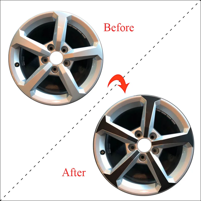 SUNFADA 16&quot Wheel&amp Rim Carbon Fiber Vinyl Decal Stickers For AUDI Q2 2019 Wheel Car-styling (For 4 wheels) |