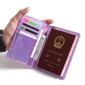 

Laser sequin PU passport bag wallet Korean version of the multi-function certificate package Creative art fresh passport holder