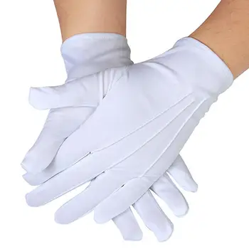 

Women Wrist Plain White Performance Gloves Short Waitress Gloves White Manner Ceremonial Gloves For Ladies