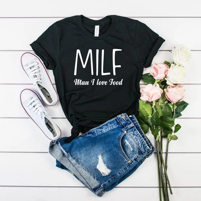 MILF man I love Fair футболки женские топ с короткими рукавами tees100% хлопок забавная футболка с буквенным принтом графическая футболка с круглым вырезом Прямая
