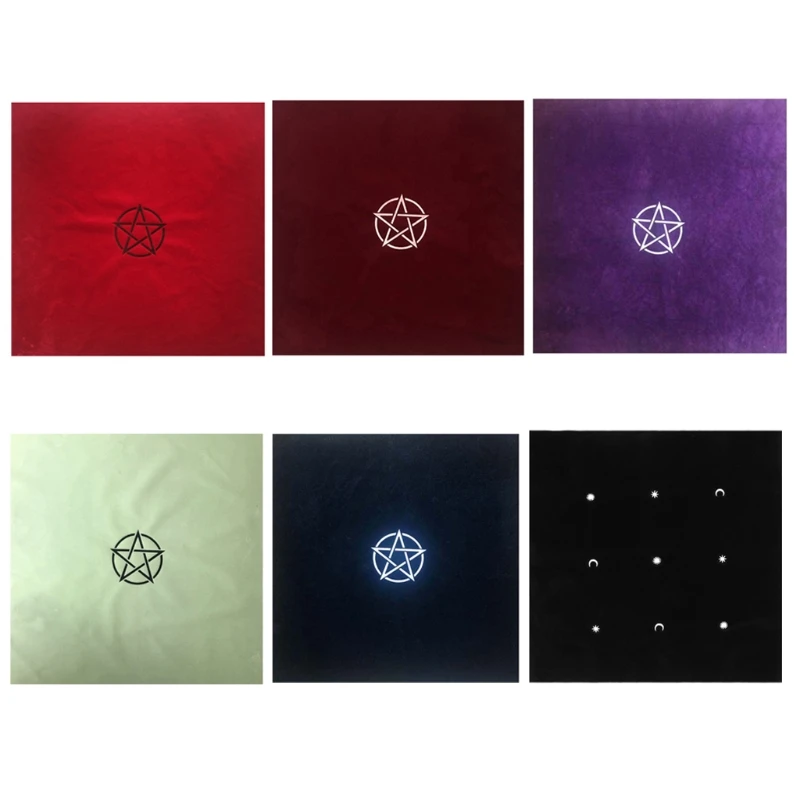 

60Ã—60cm Pentacle Tarots Tablecloth Velvet Altar Tarots Cloth Witch Divination Astrology Board Game Witchcraft Card Pad