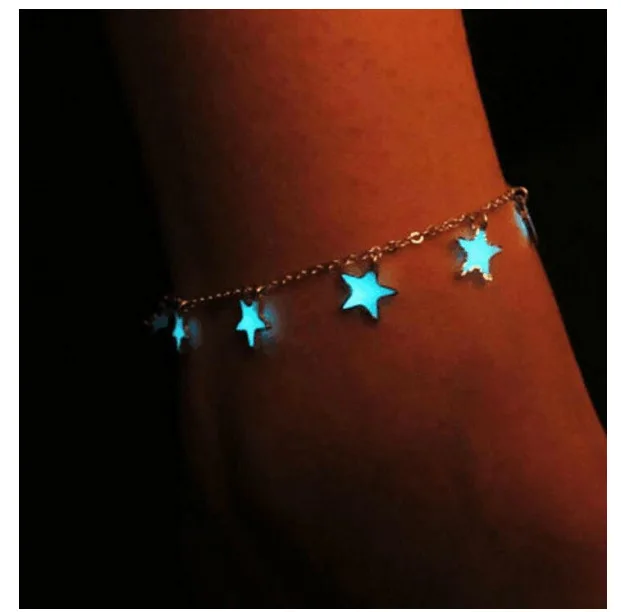 

Night Light Europe And America Fashion New Style Ladies' Beach Anklet Oil Drop Five-pointed Star Tassels Anklet Foot Ornaments