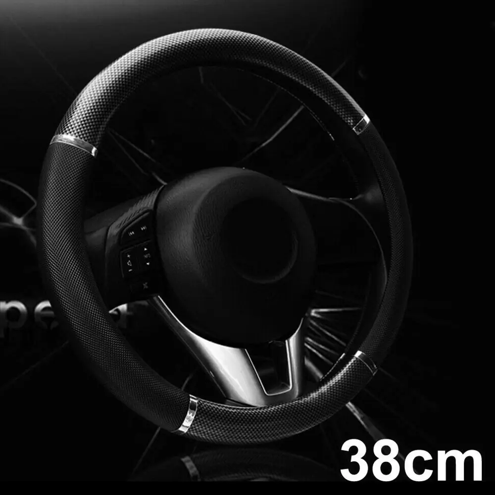 Черный 38 см Универсальный карбоновый кожаный чехол на руль автомобильные аксессуары