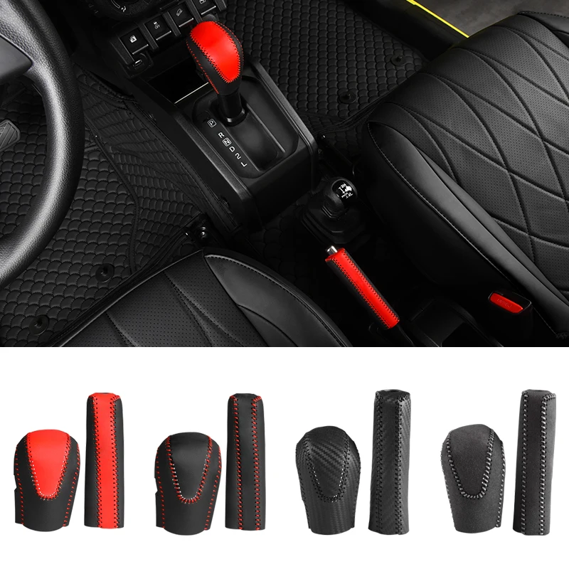 Handbrake Grips Cover Leather Car Handbrake Protective Swift Accessories For Suzuki Jimny JB64 JB74