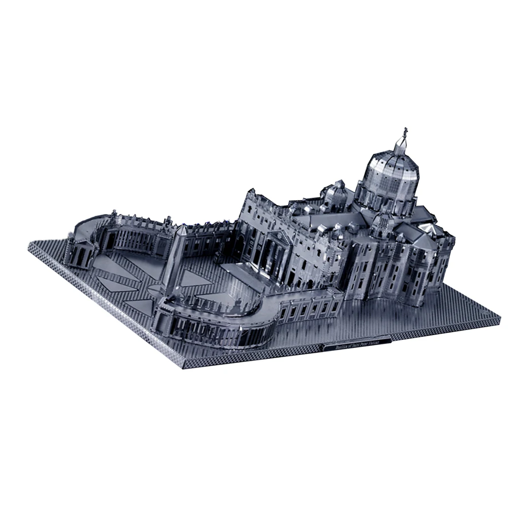Silver St Peter's Basilica 3D Metal Model Kit DIY Toys - 3 Sheets, 81 Pieces