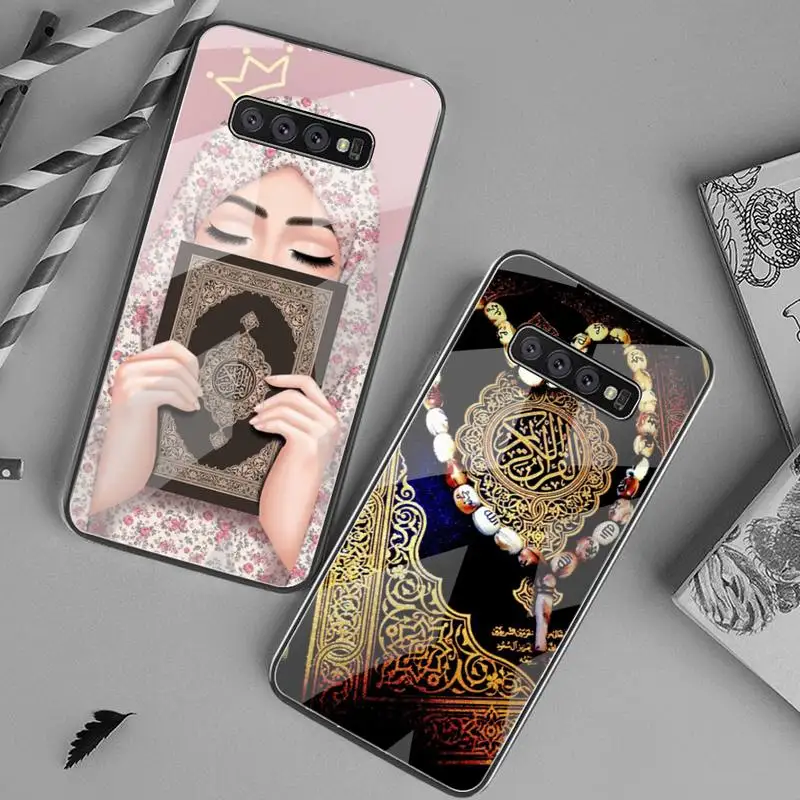 Arabic quran islamic quotes muslim Black Phone Case Tempered Glass For Samsung S20 Plus S7 S8 S9 S10 Note 8 9 10 | Мобильные