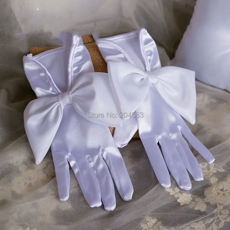 Романтические атласные свадебные перчатки с бантом короткие свадебные перчатки свадебные аксессуары