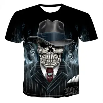 

Skull T shirt Men Skeleton T-shirt Punk Rock Tshirt Gun T shirts 3d Print T-shirt Vintage Gothic Mens Clothing Summer tops