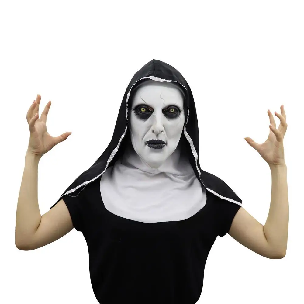 

The Nun Horror Mask Cosplay Valak Scary Latex Masks With Headscarf Full Face Helmet Halloween Party Props 2018 Drop Shipping