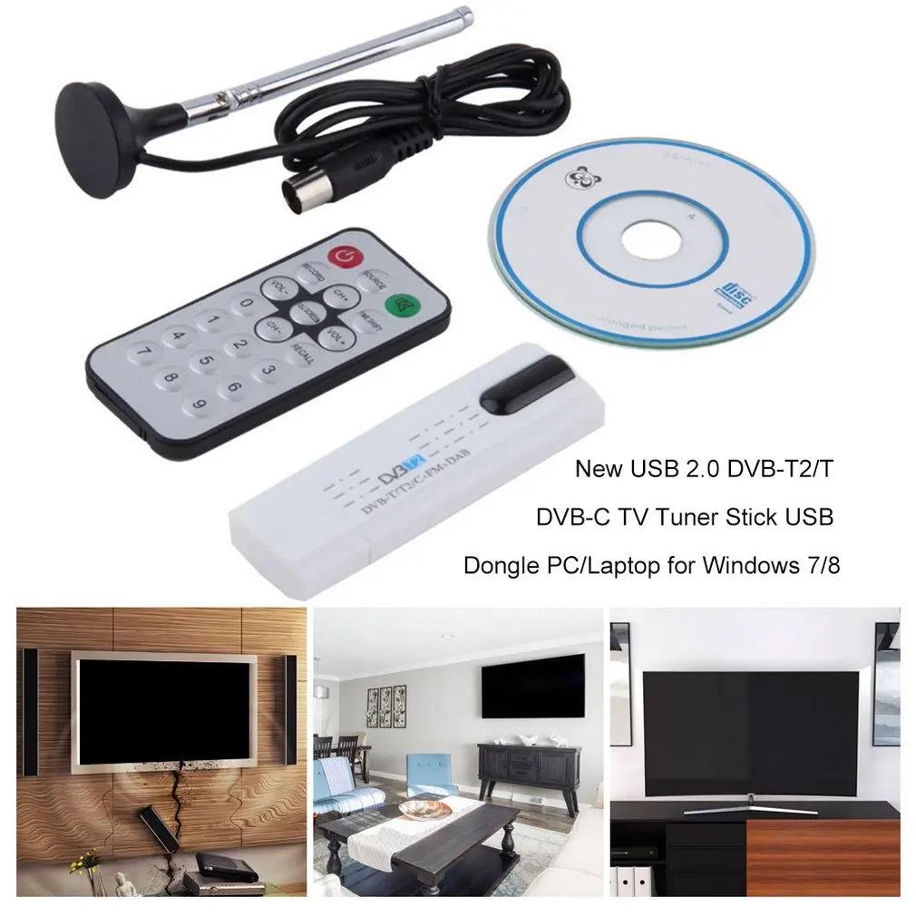 2017 New Arrival USB 2.0 DVB-T2 T DVB-C TV Tuner Stick USB Dongle  for PC Laptop for Windows 7/8 TV Receiver