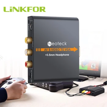 

LiNKFOR AV S-Video to VGA With 3.5mm Audio Converter Alloy 3RCA AV CVBS Composite S-Video to VGA Converter 720P/ 1080P for NES