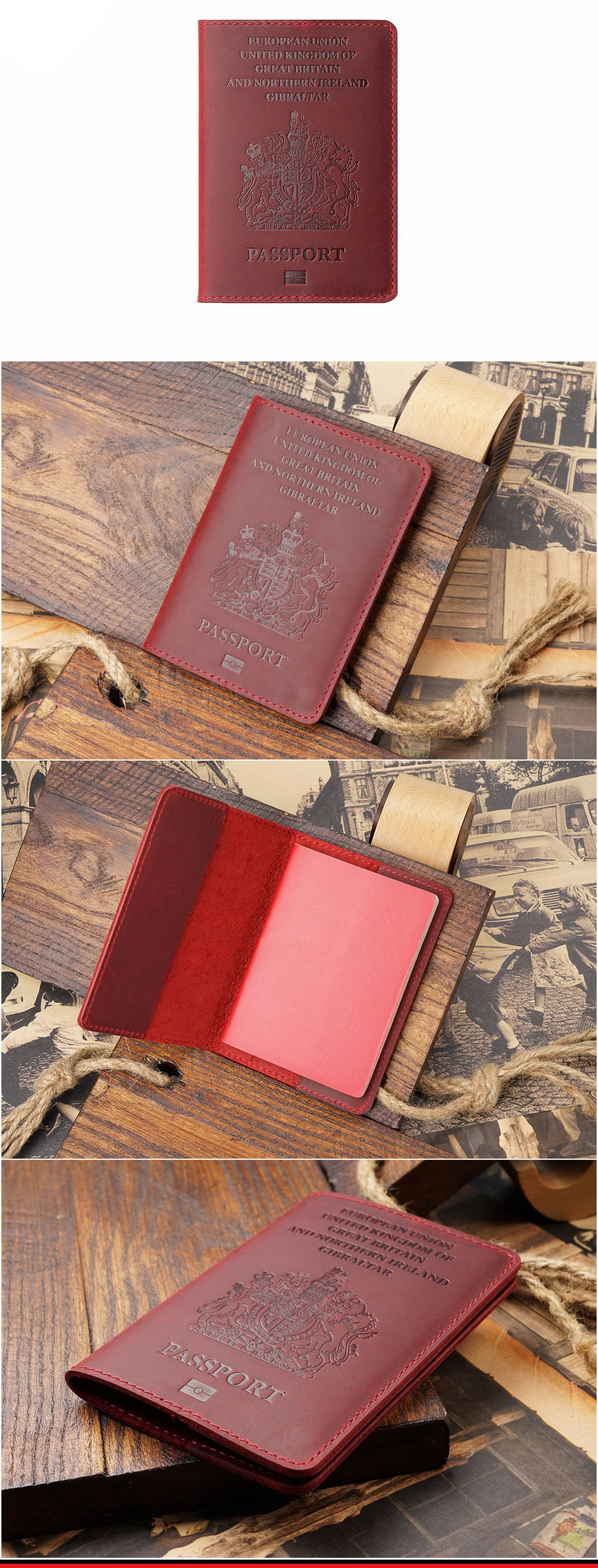 Ретро Натуральная кожа Обложка для паспорта Великобритания Дорожный Чехол для паспорта мужская Ретро Обложка на паспорт