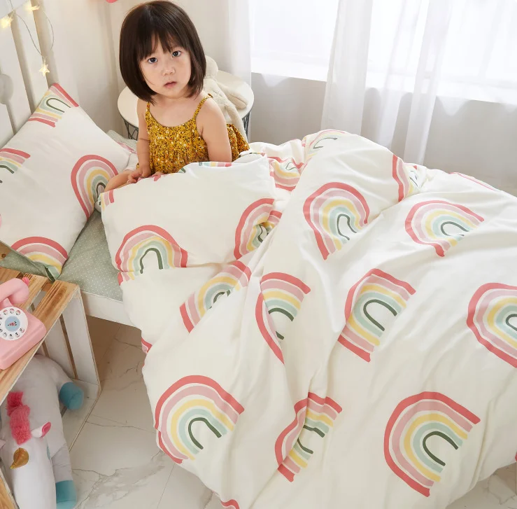 

3Pcs Cotton Crib Bed Linen Kit Cartoon Animal Baby Bedding Set Includes Pillowcase Bed Sheet Duvet Cover Without Filler