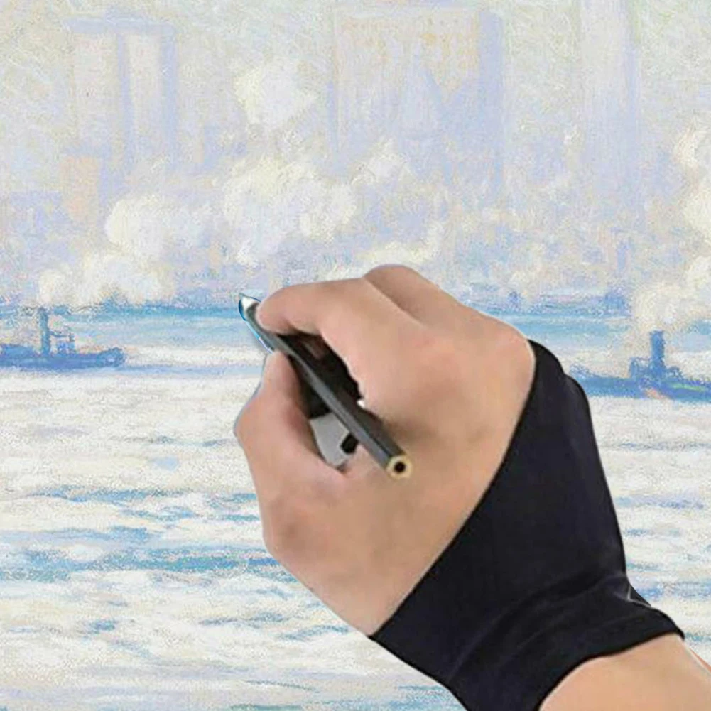 5 шт. перчатки для рисования износостойкие эластичные уменьшить трение планшет Pad мягкие держать чистоту против загрязнений 2 пальца Студенческая ручка графический