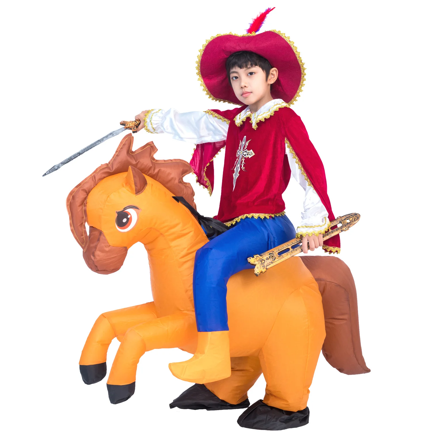 Ragazzi gonfiabili cavaliere medievale crociato cavallo da equitazione  Costume bambino bambini Halloween Purim Party gonfiato Fancy Dress Cosplay  - AliExpress