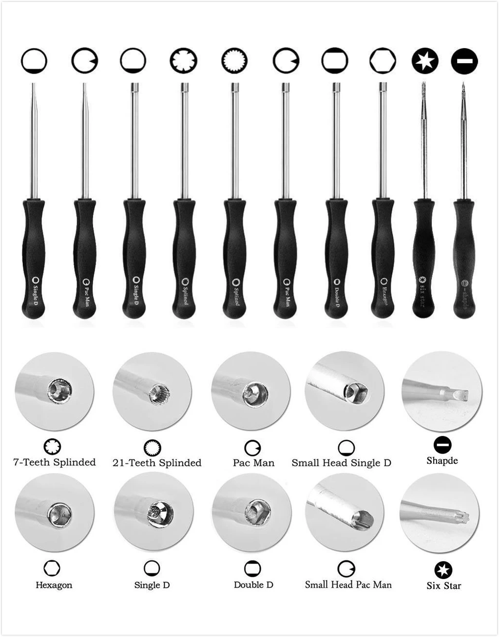 

10Pcs/set Screwdriver Carburetor Adjusing Tool Set Splined Pacman Double D Type For Husqvarna Zama Walbro Carb Chainsaw