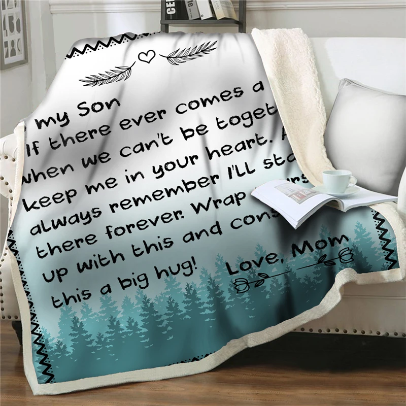 

Letter To My son Daughter Blanket soft flannel Thicken throw Blanket Bedspread Warm Sleeping Quilt cover Encourage and Love Gift