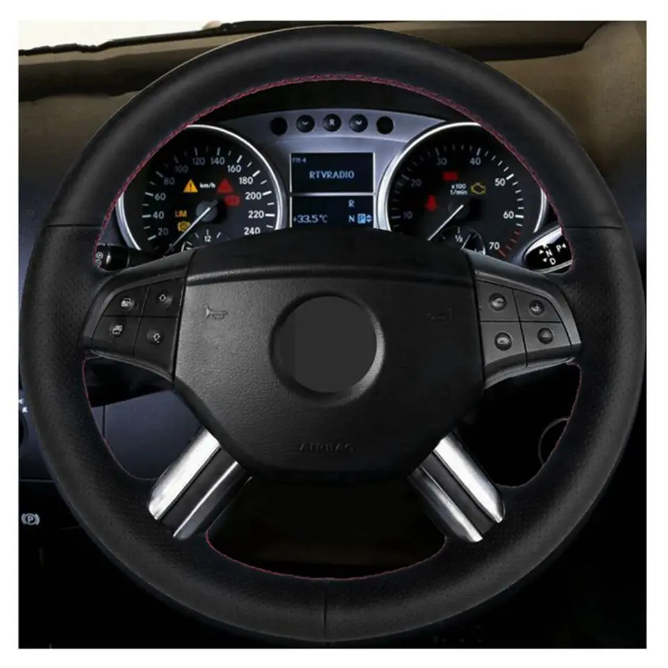 Черный кожаный чехол на руль для Mercedes M-Class gl-класс GL450 2006-2009 Benz ML350 ML500 2005 2006