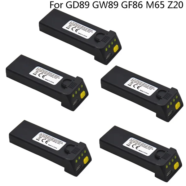 3,7 в 1200 мАч Lipo батарея для GD89 для EXA GD89 GW89 GF86 M65 Z20 батарея для FPV RC квадрокоптера запасные части 3,7 в батарея 5 шт - Цвет: 5PCS