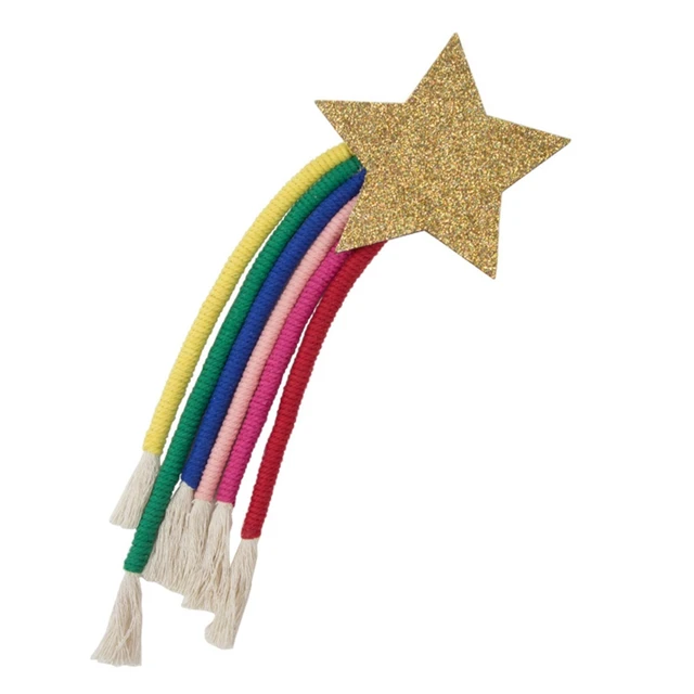 Nordic Lucky Star Hand-woven Macrame Rainbow Tapestry Wall Hanging Pendant Decor 6