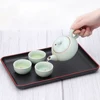 Japanese Tray Sushi Plate Melamine Imitation Porcelain Dinner Plate Rectangular Black Red Edge Hotel Guest Room Storage Tray 4