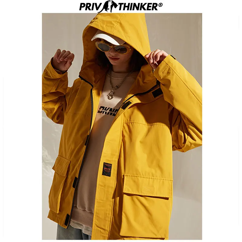 Privathinker, ветровка, одноцветные куртки для женщин,, Женская корейская мода, осенние куртки, женская верхняя одежда с капюшоном, пальто