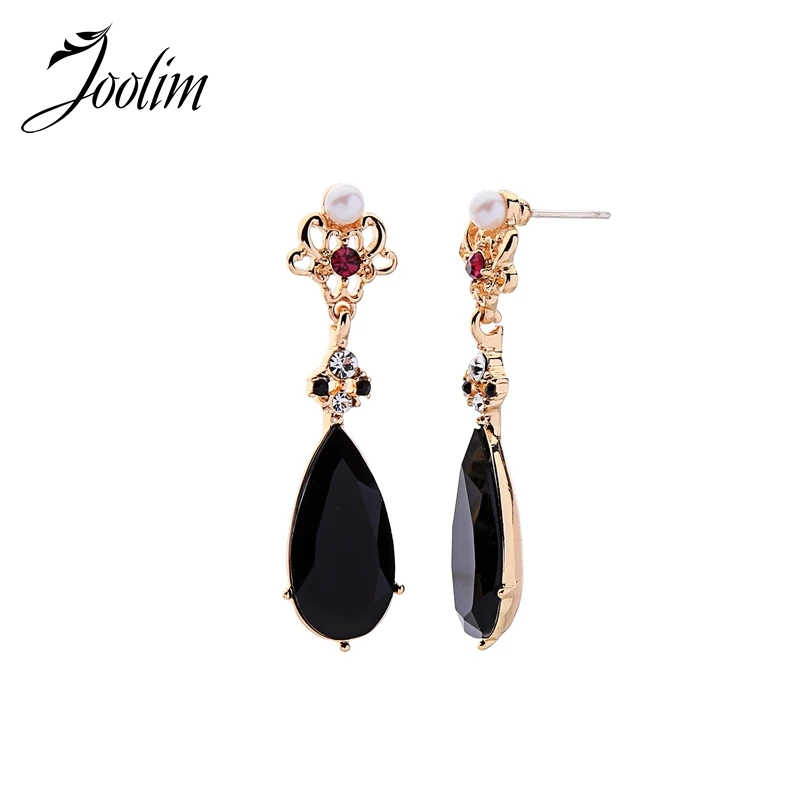 

Joolim Black Clear Waterdrop Flower Drop Earring Dangle Earring Wholesale