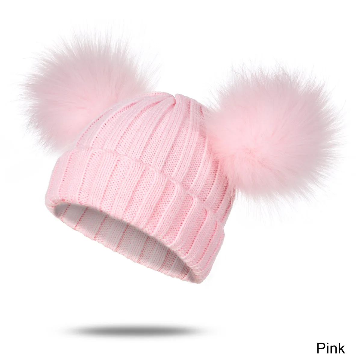 Теплая вязаная шляпа для мальчиков и девочек, Tiara, одноцветные двойные шапочки для волос, брендовые головные уборы, милые детские вязаные шапки шапочки горрос - Цвет: pink