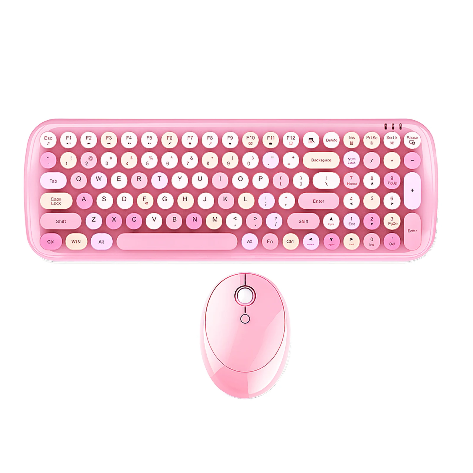 

NEW Wireless Bluetooth Keyboard Mouse Kit Steampunk 2.4G Wireless Mouse 1600DPI Position Retro Colorful 84 Round Keys Keyboard