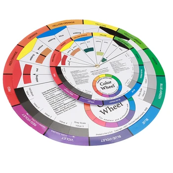 

1PCS 12 Colors Tattoo Pigment Color Wheel Paper Card Supplies Three-tier Mix Guide Central Circle Rotate Tattoo Nail Accessories
