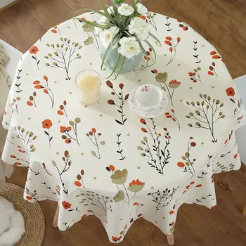 

Small Fresh Hotel Round Table Tablecloth Waterproof, Oil-proof, Hot-proof and Wash-free Round Table Pad Tablecloth