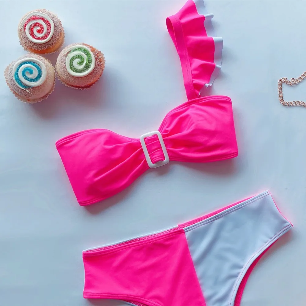 Sexy women bikinis set patchwork ruffled bikini push-up with pad swimsuit set two-piece separates free shipping bikinis 30D10 (19)