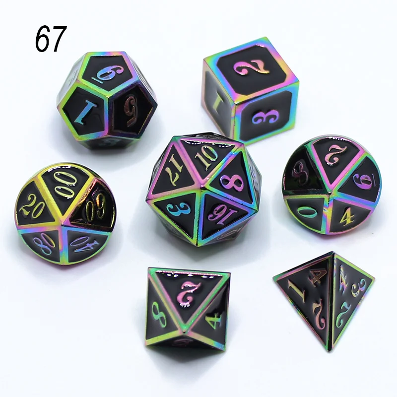 Игральные кости DND Металл РГП набор многогранных подземелья и дракон d20 10 8 зеленые настольные игры цинковый сплав Зеленый цифровой узор в кости - Цвет: 67
