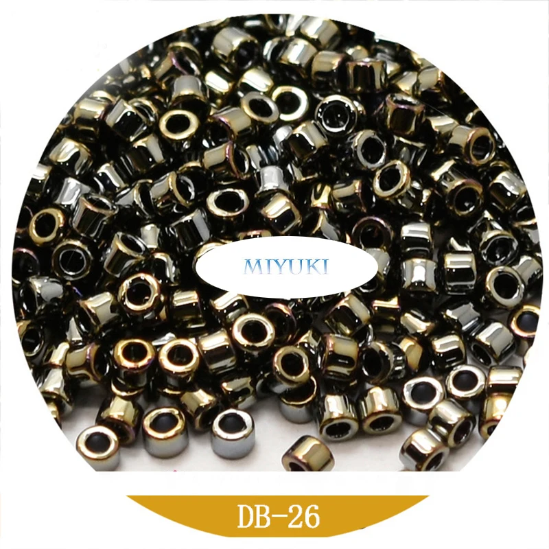 Miyuki Delica Metallic Série Beads, grânulos japoneses, 26 cores, DB11, 0 grânulos, 5G Pack, 1.6mm