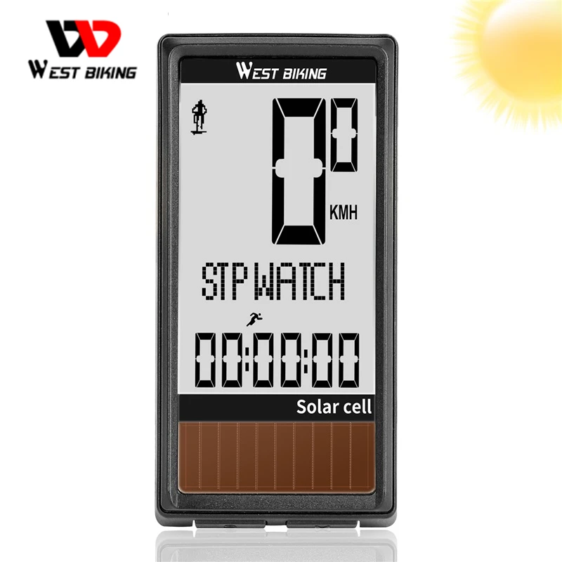 WEST BIKING Bicycle Computer Wireless Cycle Computer Solar Powered 5