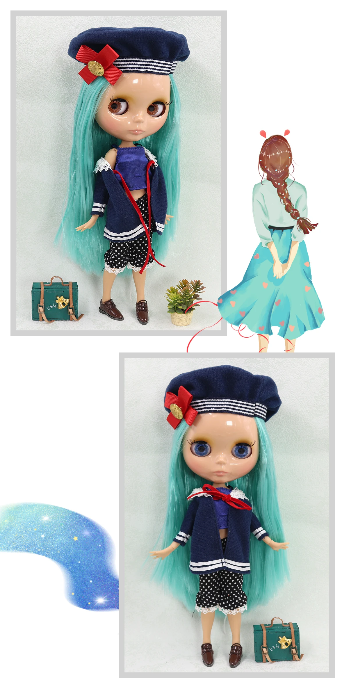 Neo Blythe Doll Romantic Dress With Hat & Over Coat 1