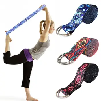 

Yoga Belt Nylon Stretch Band Adjustable Colored Printed Yoga Stretch Band D-ring Belts Washable Sport Accessories