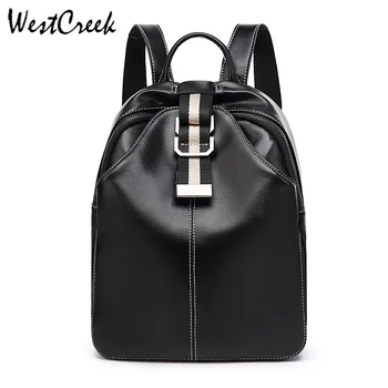 

WESTCREEK Brand Small Women Retro Oil Wax Leather Backpack Shoulder Bag Multi-functional Leather Buckle Decoration For Students